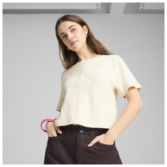 Puma Γυναικεία κοντομάνικη μπλούζα Wardrobe Ess Ribbed Relaxed Tee